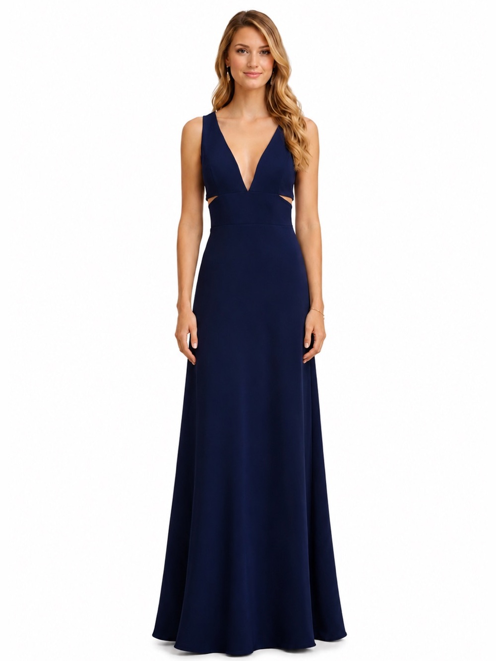 Laundry by Shelli Segal Navy Deep V Sleeveless Formal Gown Size 4